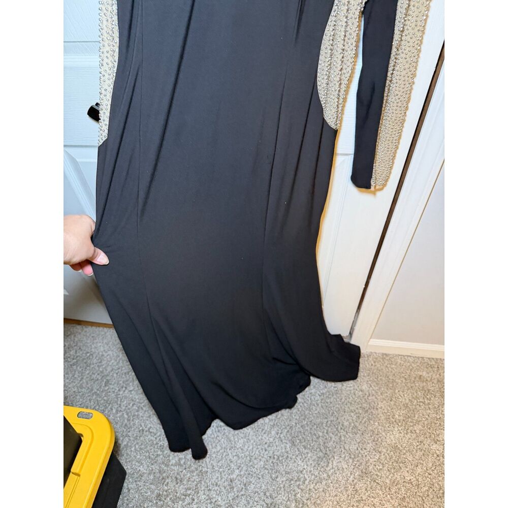 Xscape Black Rhinestone Illusion Sleeve Formal Gown Size 20W - Picture 3 of 4